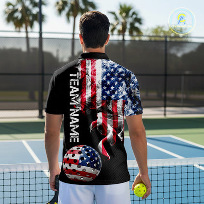 US Flag Smoking Pickleball Ball T-Shirt For Men Custom Patriotic Pickleball Team Jerseys NYN2490