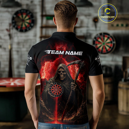 Custom Lightning Red Grim Reaper Dartboard Dart Polo Shirt For Men Dart Team Jerseys NYN1418
