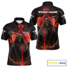 Load image into Gallery viewer, Custom Lightning Red Grim Reaper Dartboard Dart Polo Shirt For Men Dart Team Jerseys NYN1418