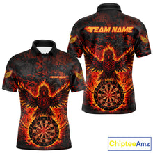 Load image into Gallery viewer, Custom Red Flames Eagle Digital Camo Darts Polo Shirt For Men Cracked Dart Jerseys NYN1958