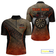 Load image into Gallery viewer, Funny Dartboard Cowboy Darts Polo &amp; 1/4-Zip Shirts For Men Custom Grunge Brown Darts Team Jerseys NYN3079