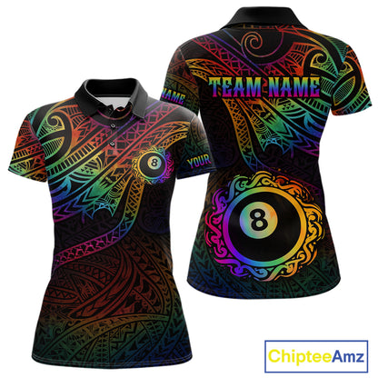 Colorful Rainbow Tribal Billiard Jersey For Women 8 Ball Billiard Uniform Billiard Team Shirts NYN2922