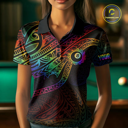 Colorful Rainbow Tribal Billiard Jersey For Women 8 Ball Billiard Uniform Billiard Team Shirts NYN2922
