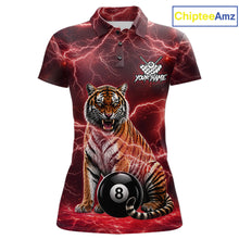 Load image into Gallery viewer, Thunder Red Funny Tiger 8 Ball Billiard Pool Shirt For Women Custom Billiard Team Attire NYN3141
