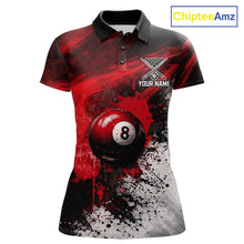 Load image into Gallery viewer, Red Grey Splatter Paint Pool 8 Ball 3D Billiard Shirt For Women Personalized  Billiard Attire Gifts NYN2567