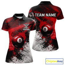 Load image into Gallery viewer, Red Grey Splatter Paint Pool 8 Ball 3D Billiard Shirt For Women Personalized  Billiard Attire Gifts NYN2567