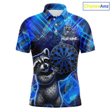 Load image into Gallery viewer, Funny raccoon graffiti dart shirt custom blue dart polo apparel