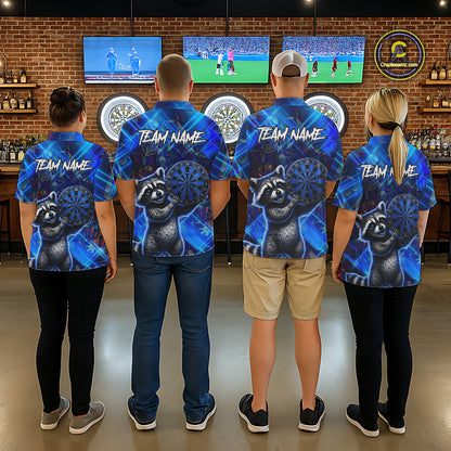 Thunder Raccoon Funny Women Dart Shirt Custom Graffiti Polo & 1/4-Zip Dart Clothing | Blue NYN3343