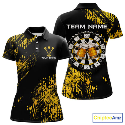 Personalized Funny Beer Cheer And Play Darts Polo & 1/4-Zip Shirt For Women Beers Dart Team Jerseys NYN2946