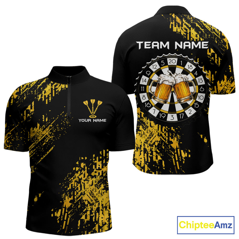 Personalized Funny Beer Cheer And Play Darts Polo & 1/4-Zip Shirt For Men Beers Dart Team Jerseys NYN2946