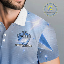 Load image into Gallery viewer, Mens Golf Polo Shirt Custom Blue-Diamond Crystal Golf Ball Custom Name Golf Shirts For Team NYN3156