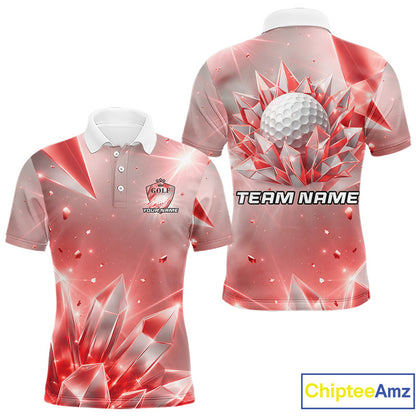 Mens Golf Polo Shirt Custom Red-Diamond Crystal Golf Ball Custom Name Golf Shirts For Team NYN3157