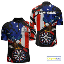 Load image into Gallery viewer, Red black and blue American flag eagle darts shirt for men patriotic jersey