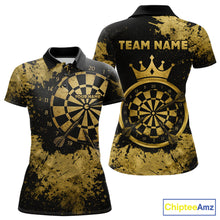 Load image into Gallery viewer, Personalized Grunge Gold Dartboard Women Dart Shirt Custom Name Dart Team Jersey For Darters NYN2968