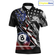 Load image into Gallery viewer, Personalized Smoke US Flag Billiard 8 Ball Pool Shirt For Men Custom Patriotic Billiard Team Appeal NYN2768