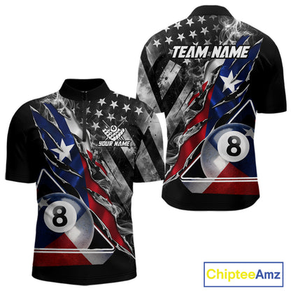 Personalized Smoke Texas Flag Billiard 8 Ball Pool Shirt For Men Custom Patriotic Billiard Appeal NYN2769