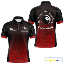 Load image into Gallery viewer, Black And Red 8 Ball Pool Men Billiard Polo &amp; Quarter Zip Shirt Custom 8  Ball Billiard Team Jersey NYN2983