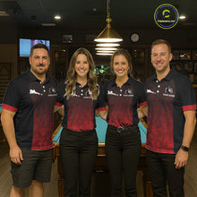 Load image into Gallery viewer, Black And Red 8 Ball Pool Men Billiard Polo &amp; Quarter Zip Shirt Custom 8  Ball Billiard Team Jersey NYN2983