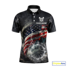Load image into Gallery viewer, Custom American Flag Tornado White Thunder Darts Men Polo &amp; 1/4-Zip Shirts Dart Team Jerseys NYN2807