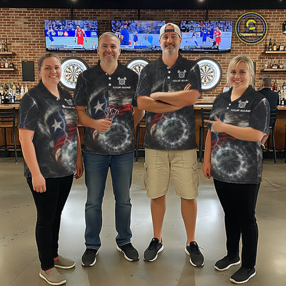 Custom Texas Flag Tornado White Thunder Darts Men Polo & 1/4-Zip Shirts Dart Team Jerseys NYN2808
