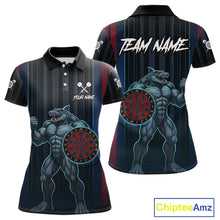 Load image into Gallery viewer, Funny Blue &amp; Red Shark Dartboard Custom Women Darts Polo Shirt Dart Tournament Jerseys NYN1905