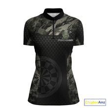 Load image into Gallery viewer, Personalized Black Dartboard Camouflage Darts Polo &amp; 1/4-Zip Shirts For Women Dart Team Jerseys NYN2816
