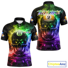 Load image into Gallery viewer, Fire Flame Skull Pool 8 Ball &amp; 9 Ball Billiard Shirt For Men Custom Billiard Team Attire|Colorful NYN2665