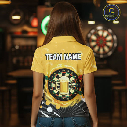 Personalized Play Darts And Cheer Beers Women Darts Polo Shirts Funny Dart League Jerseys NYN2184