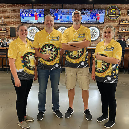 Personalized Play Darts And Cheer Beers Women Darts Polo Shirts Funny Dart League Jerseys NYN2184