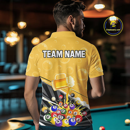 Funny Beer And Pool Balls Billiard Team Shirt For Men Custom Billiard Polo & 1/4 Zip Attire NYN2477