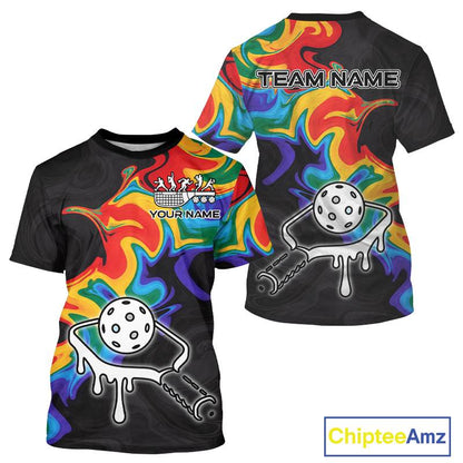 Colorful Splash Men Pickleball Ball & Paddle T-Shirt Personalized Pickleball Team Jerseys NYN2489