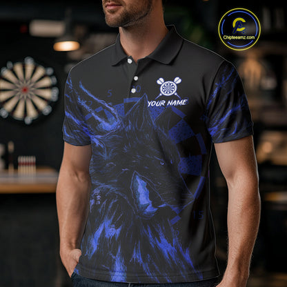 Custom Black-Blue Wolf Grunge Dart Jersey For Men Horror Grunge Dart Team Jerseys NYN1403