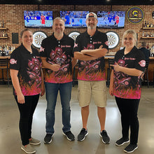 Load image into Gallery viewer, Custom Red Flames Shark And Skull 3D Men Darts Quarter-Zip League Shirts Funny Dart Jerseys NYN2204
