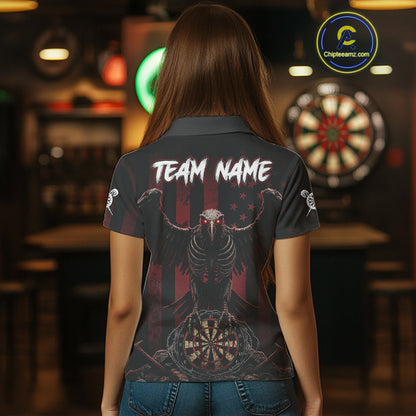 Red Gothic Eagle Skull Dartboard Custom Women Darts Quarter-Zip Shirt Grunge US Flag Dart Jerseys NYN1943