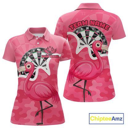 Custom Pink Flamingo Camouflage Dartboard Women Darts Polo League Shirts Funny Dart Jerseys NYN2206