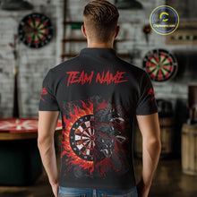 Load image into Gallery viewer, Red Wolfs Flames Dartboard Custom Funny Darts Polo Shirt For Men Grunge Dart Jerseys NYN1953