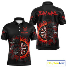 Load image into Gallery viewer, Red Wolfs Flames Dartboard Custom Funny Darts Polo Shirt For Men Grunge Dart Jerseys NYN1953