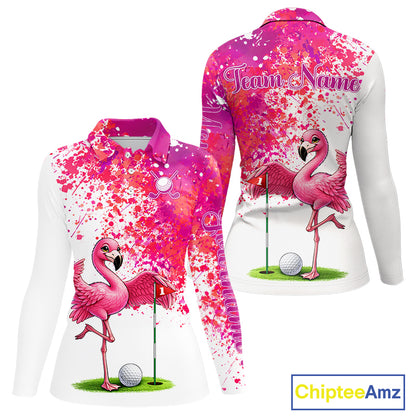 Funny Women Golf Polo Shirt Custom Winner Flamingo Pink Splatter Golf Clothing Shirts, Golf Gifts NYN2875