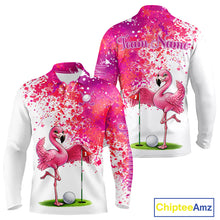 Load image into Gallery viewer, Funny Mens Golf Polo Shirt Custom Winner Flamingo Pink Splatter Golf Clothing Shirts, Golf Gifts NYN2875