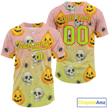 Load image into Gallery viewer, Custom Green Pink Funny Baseball Halloween Shirt For Men Hallow's Eve Baseball Jerseys NYN1467