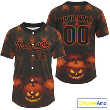 Load image into Gallery viewer, Custom Orange Halloween Pumpkin Baseball Shirt For Men Baseball Tournament Jerseys NYN1464