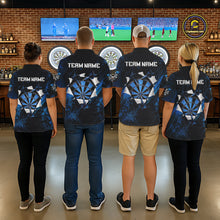 Load image into Gallery viewer, Custom Grunge Blue Torn Darts Polo &amp; Quarter-Zip For Women Blue Spatter Outfit Dart Team Jerseys NYN2903