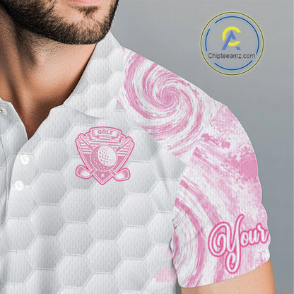 Mens Golf Polo Shirts Pink Tie Dye Pattern Custom White Golf Ball Golf Top Shirt For Ladies NYN2908