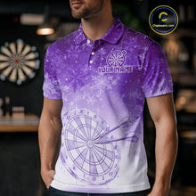 Load image into Gallery viewer, White &amp; Purple Snowflakes Ice Dartboard Custom Polo Dart Shirt For Men Xmas Dart Jerseys NYN2026