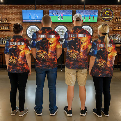 Colorful Splatter Funny Bull Cracked Dartboard Men Dart Quarter-Zip Shirts Custom Dart Team Jerseys NYN2730