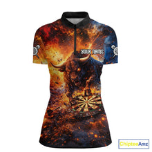 Load image into Gallery viewer, Colorful Splatter Funny Bull Cracked Dartboard Women Dart Quarter-Zip Shirts Custom Dart Team Jerseys NYN2730