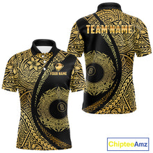 Load image into Gallery viewer, Black &amp; Gold 8 Ball Crown Billiard Polo &amp; 1/4 Zip Shirt For Men Custom Tribal Pool Team Jerseys NYN2944