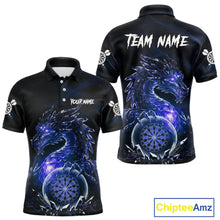 Load image into Gallery viewer, Blue Dartboard Lightning Dragon Stone Custom Mens Polo Dart Shirt Dart Team Jerseys NYN1779