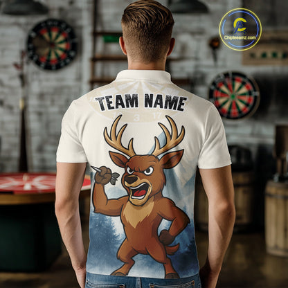 Custom Icy Brown Deer Dart Arrow Dart Team Men Polo Shirt Funny Dart Jerseys NYN1539