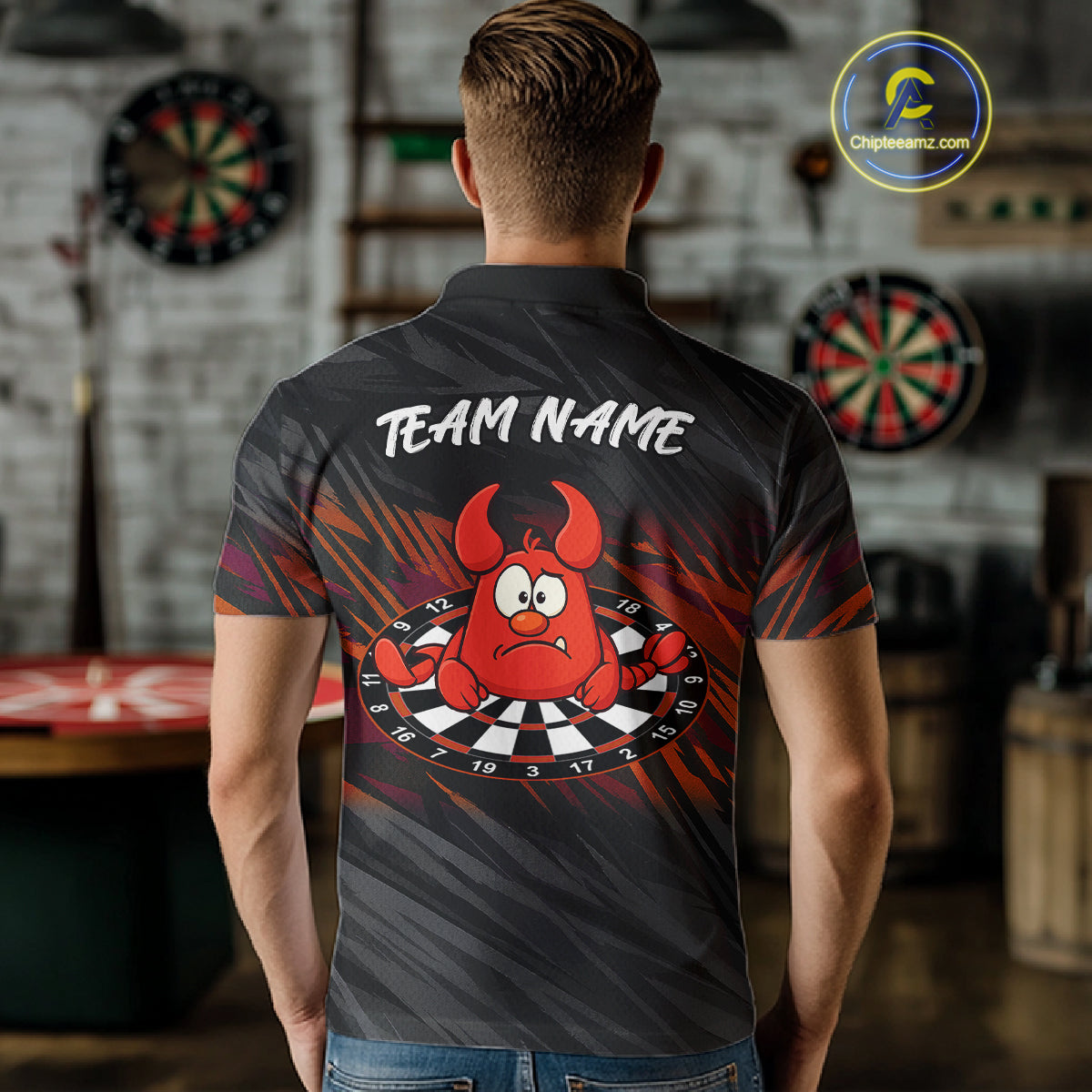 Custom Black Orange Funny Lobster Grunge Dart Men Polo Shirt Dart Team Jerseys NYN1541